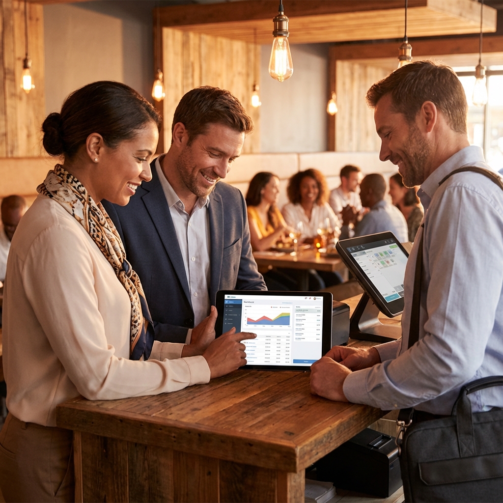 Restaurant Partnership - ClickstoServe team collaborating with restaurant owner